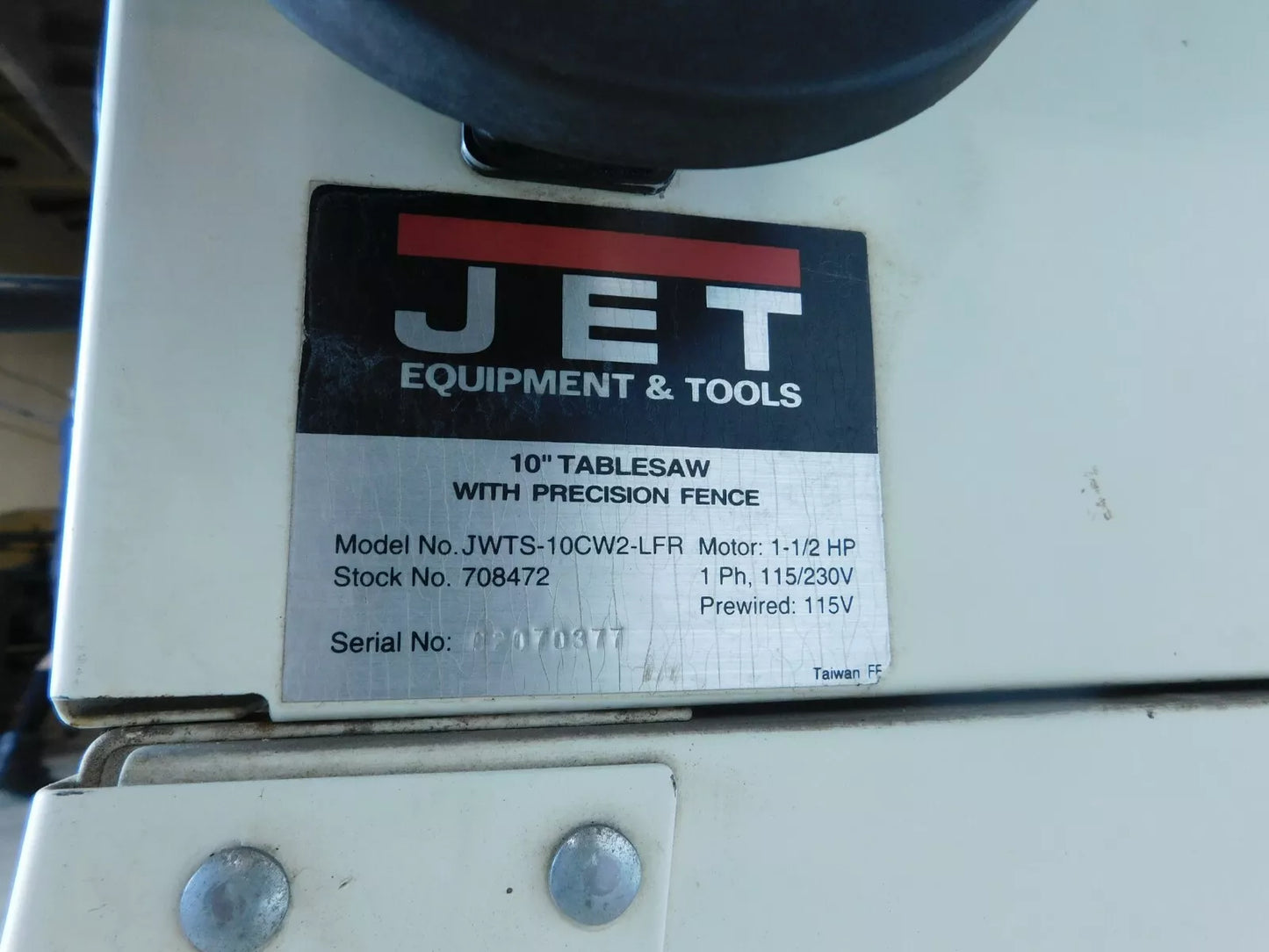 JET 10" TABLE SAW, 1 1/2 HP