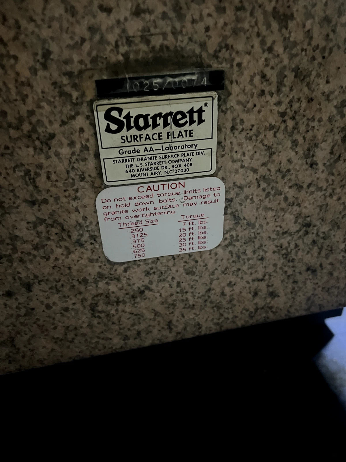 STARRETT 72" x 48" x 12" THICK CRYSTAL PINK GRANITE SURFACE PLATE w/ STAND