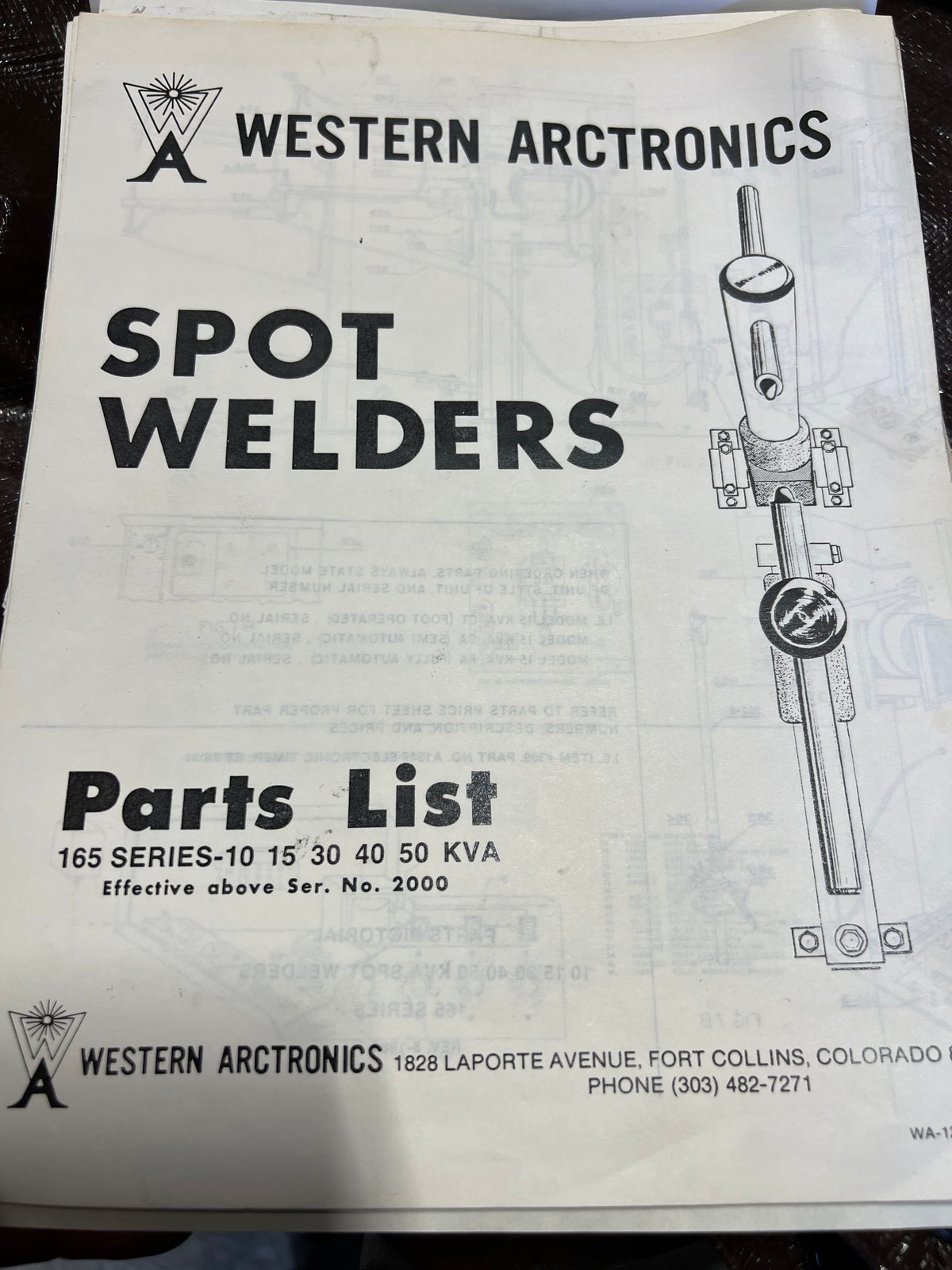 WESTERN ARCTRONICS ROCKER ARM SPOT WELDER MODEL 30 - SERIES 165