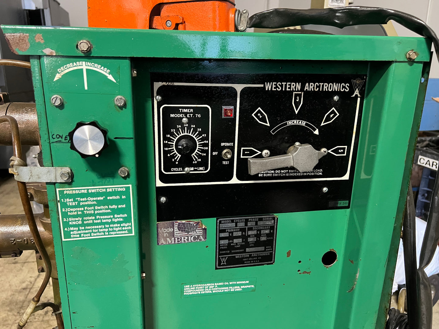 WESTERN ARCTRONICS ROCKER ARM SPOT WELDER MODEL 30 - SERIES 165