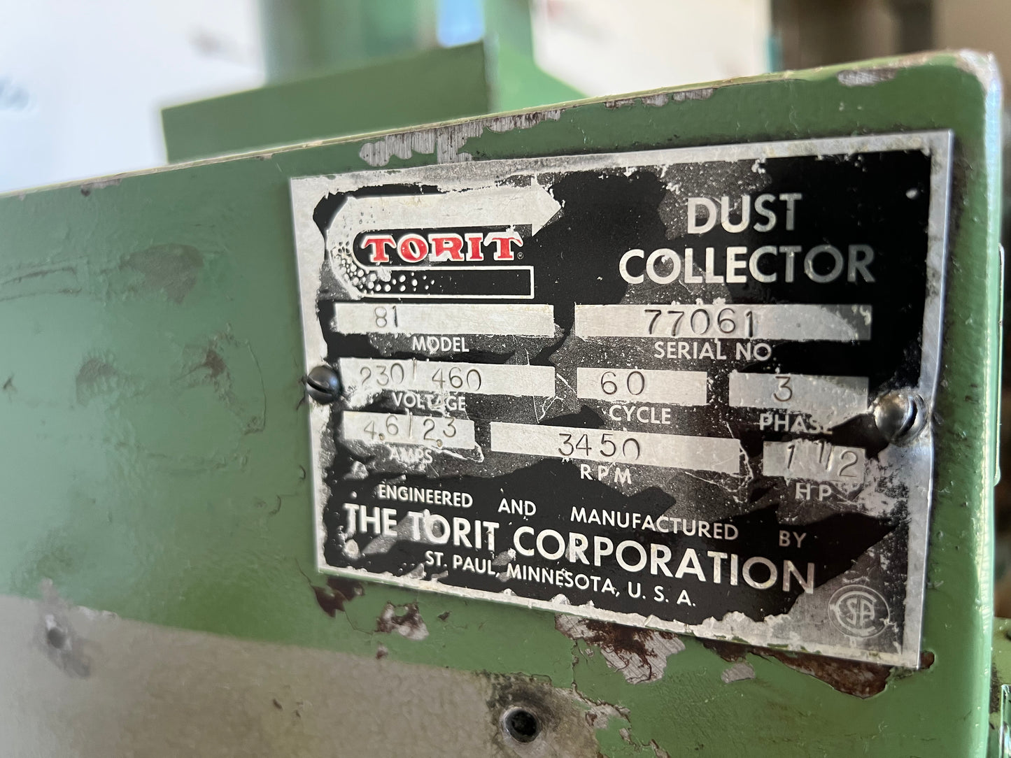 TORIT DUST COLLECTOR MODEL 81