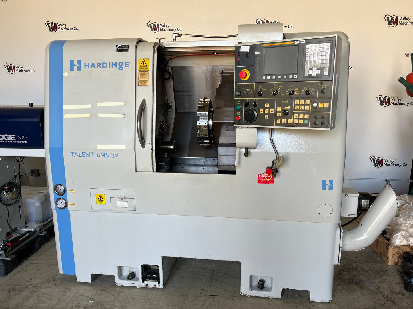 HARDINGE CNC LATHE TALENT 6/45SV WITH BAR FEED AND FANUC CONTROL