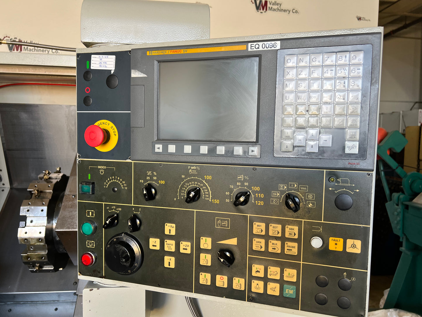 HARDINGE CNC LATHE TALENT 6/45SV WITH BAR FEED AND FANUC CONTROL