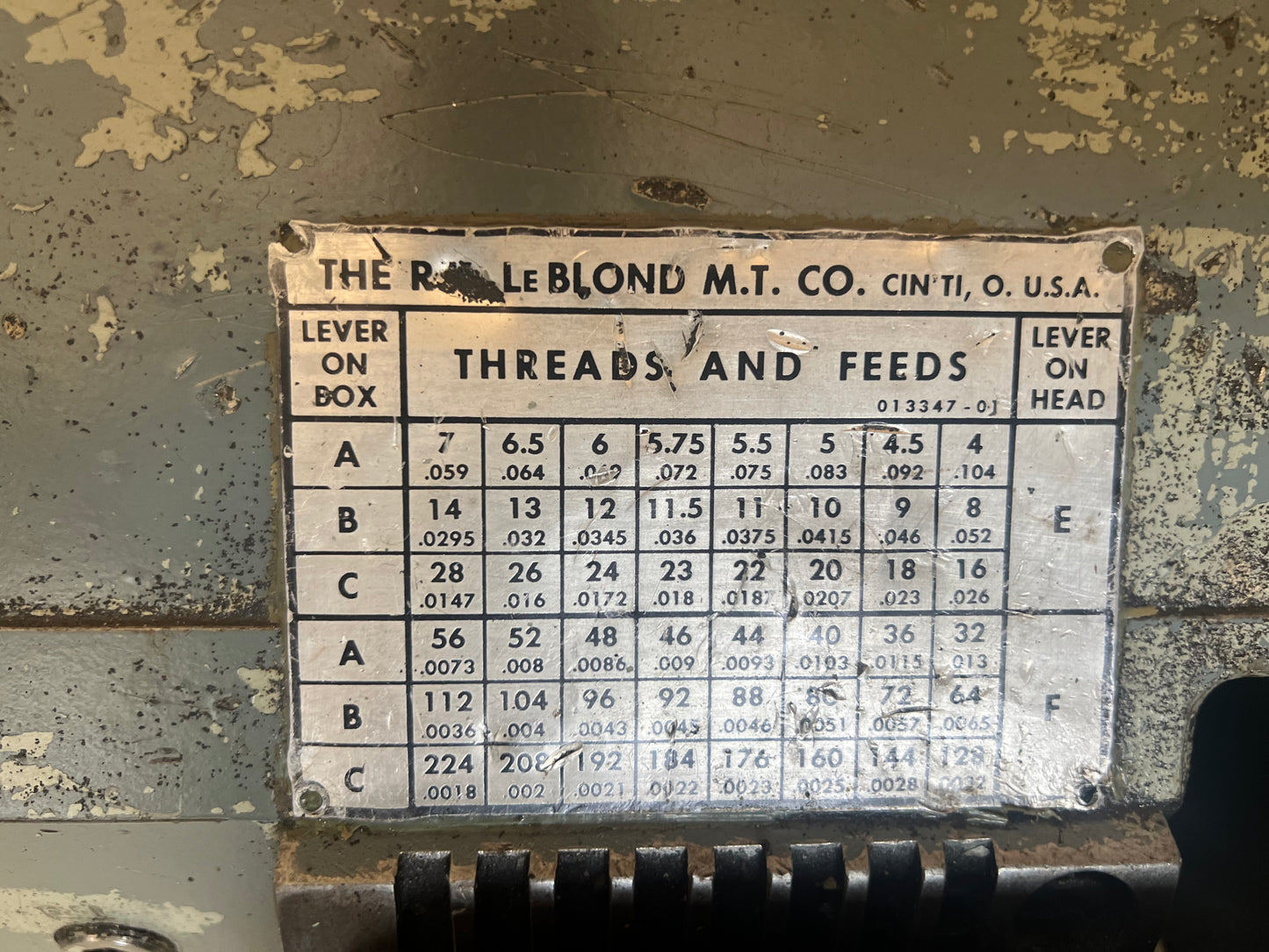 LEBLOND MANUAL MILL SERIAL NUMBER U1940