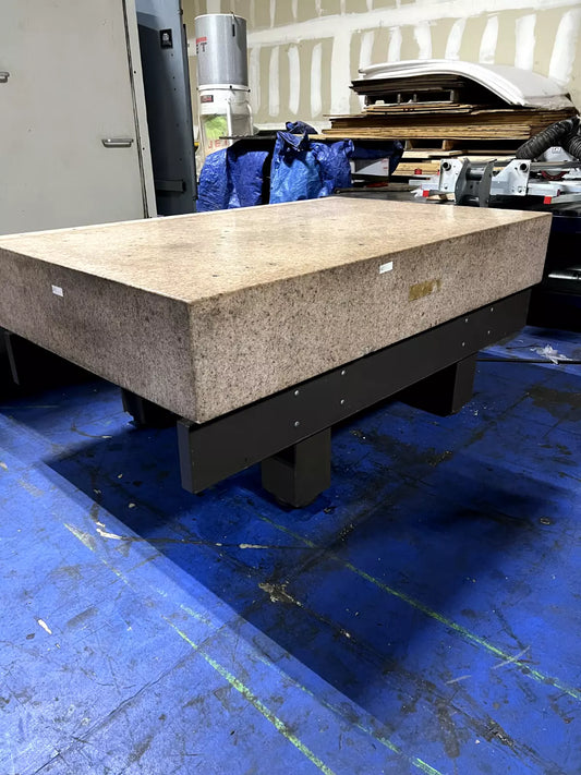 STARRETT 72" x 48" x 12" THICK CRYSTAL PINK GRANITE SURFACE PLATE w/ STAND